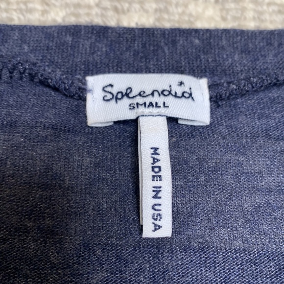 SPLENDID Navy Semi-Sheer Striped Long Sleeve - Picture 2 of 3